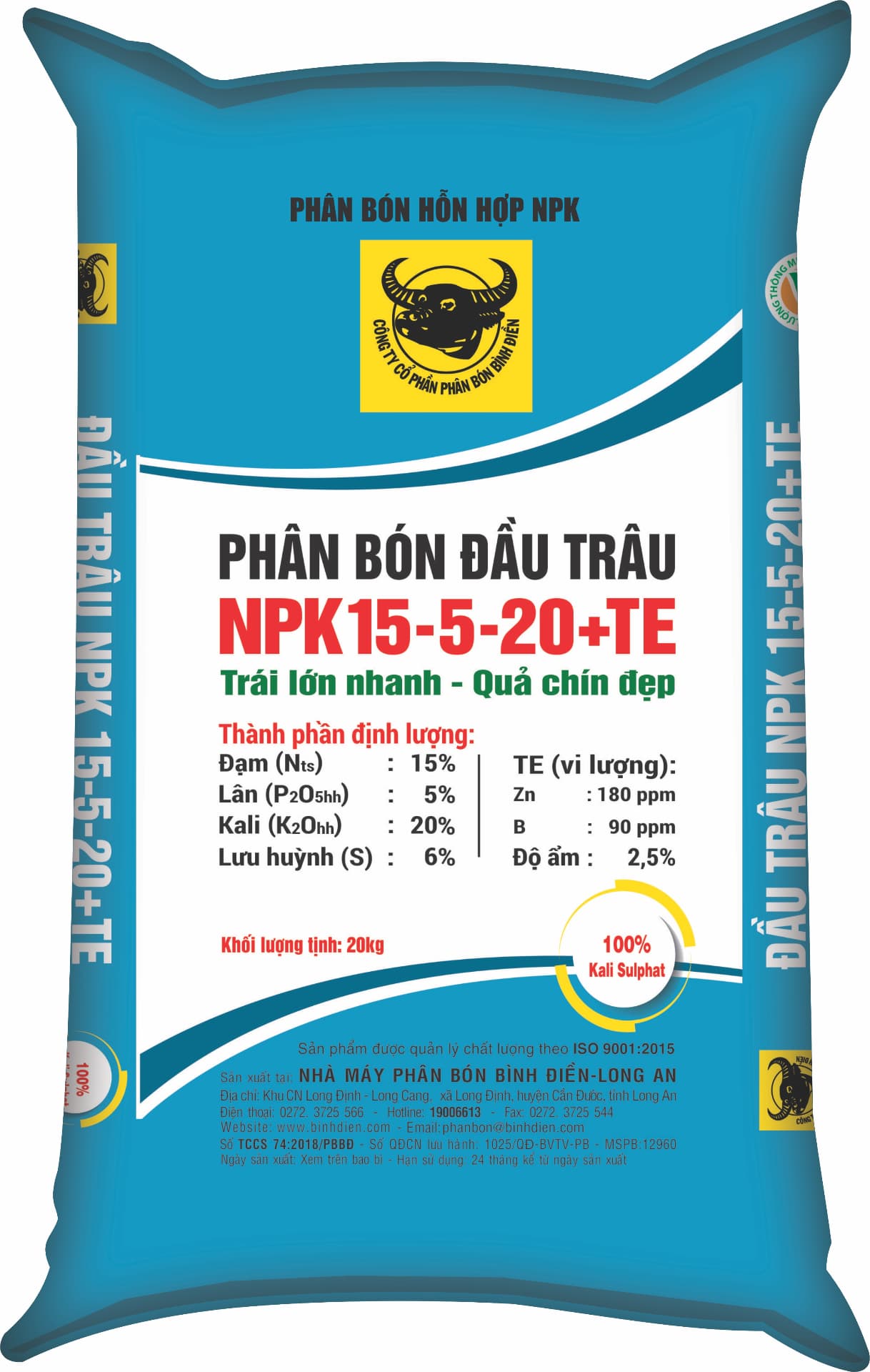NPK 15-5-20+TE (Dùng cho cây ăn trái Miền Trung, Miền Đông, Tây Nguyên)