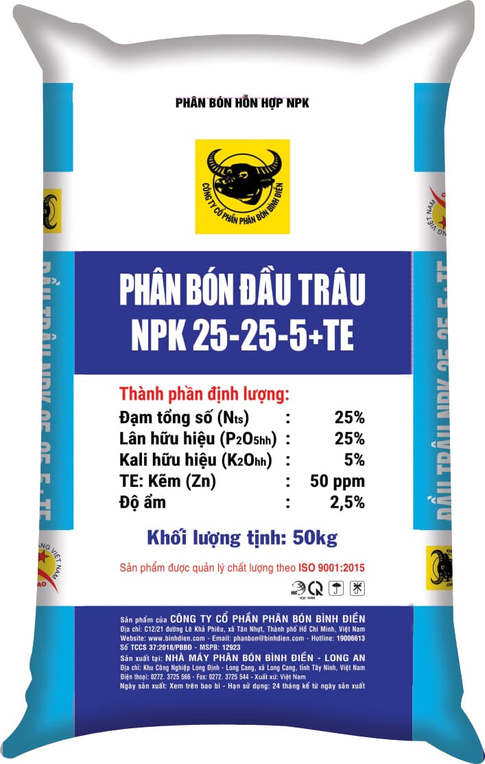 NPK ĐẦU TRÂU 25-25-5 +TE