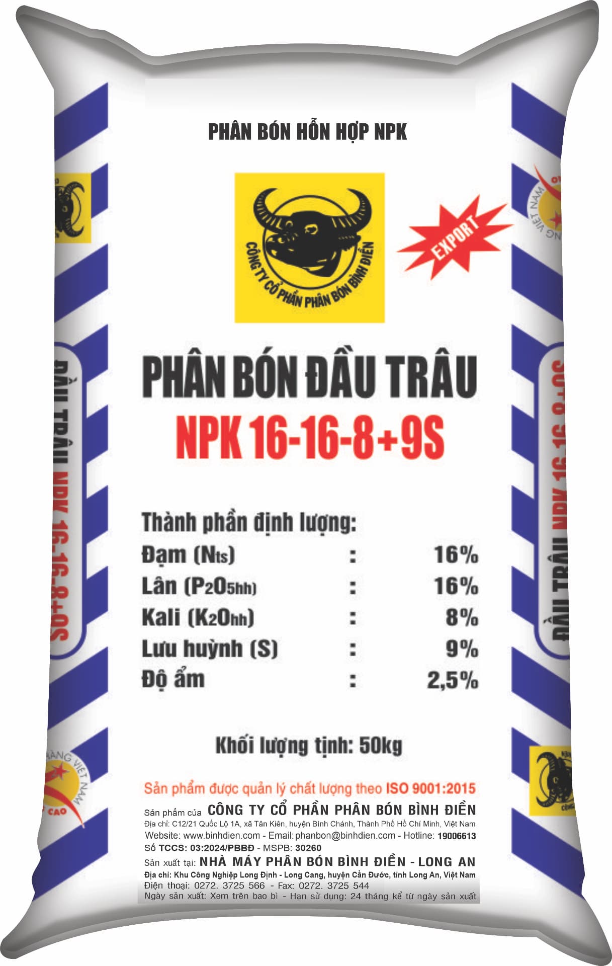 NPK ĐẦU TRÂU 16-16-8+9S