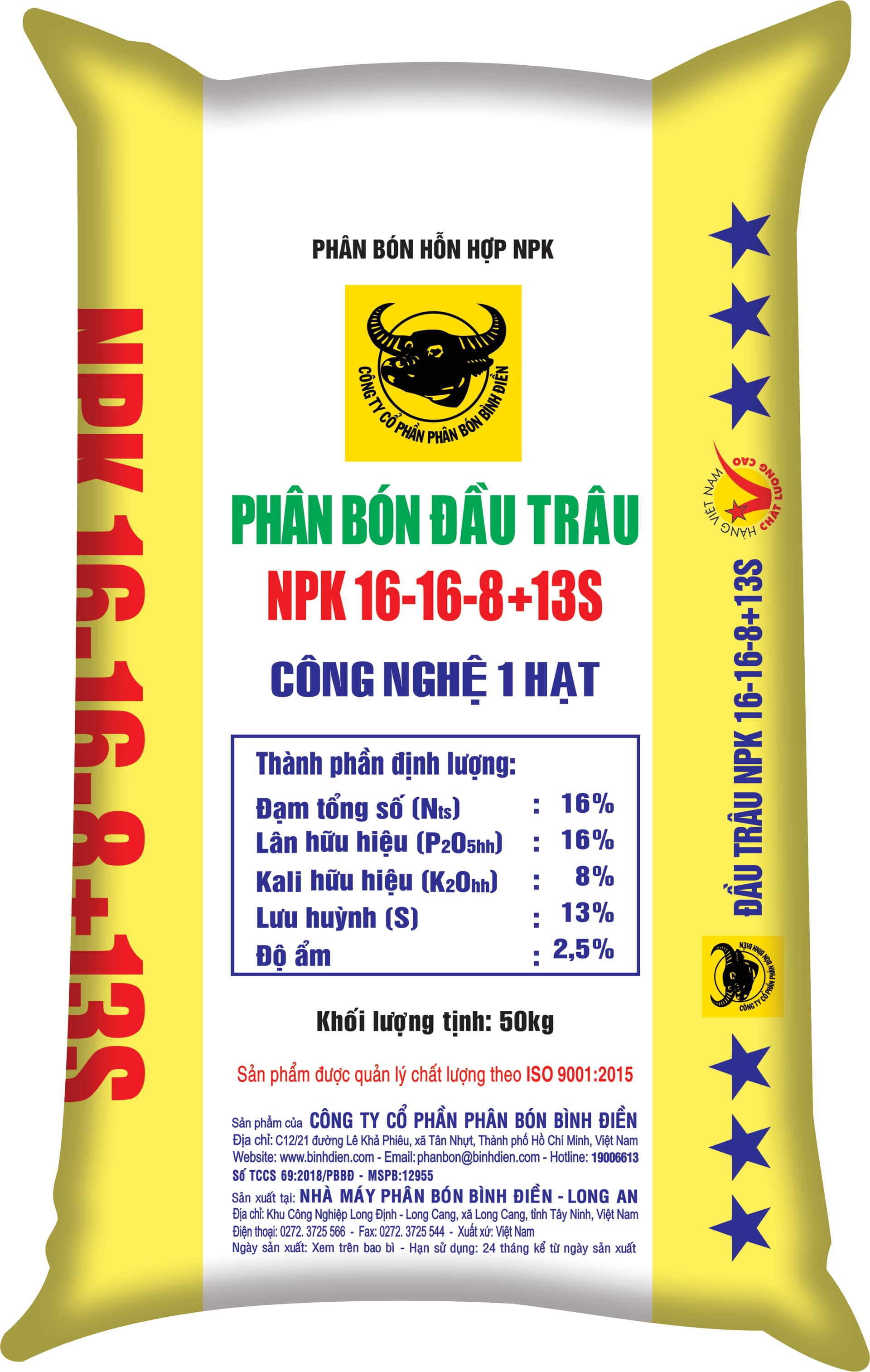 NPK ĐẦU TRÂU 16-16-8+13S